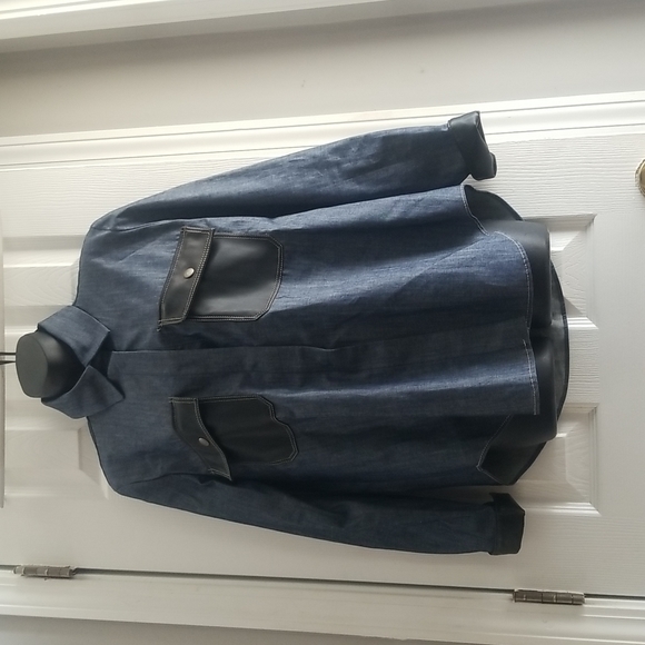 Zara women's shirt denim blue faux leather size S - Picture 2 of 15